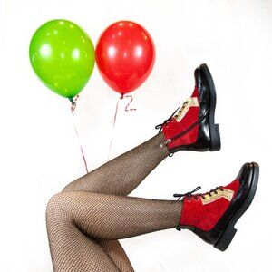 Embassy London Black Red Gold 100% Italian suede & leather brogue boot @getmemy